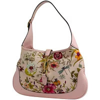 Gucci Flora Flower Hobo Bag Jackie Handbag Shoulder Canvas Pink Multicolor